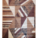 Handmade modern geometric rug in warm brown tones