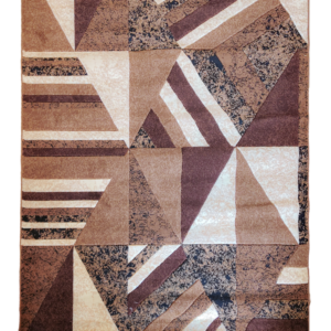 Handmade modern geometric rug in warm brown tones