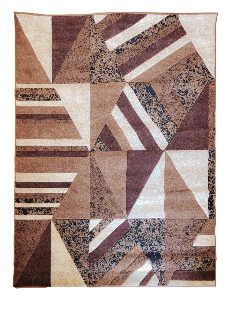 Handmade modern geometric rug in warm brown tones