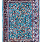 Luxurious turquoise hand-tufted rug inspired by Kashmiri floral meadows