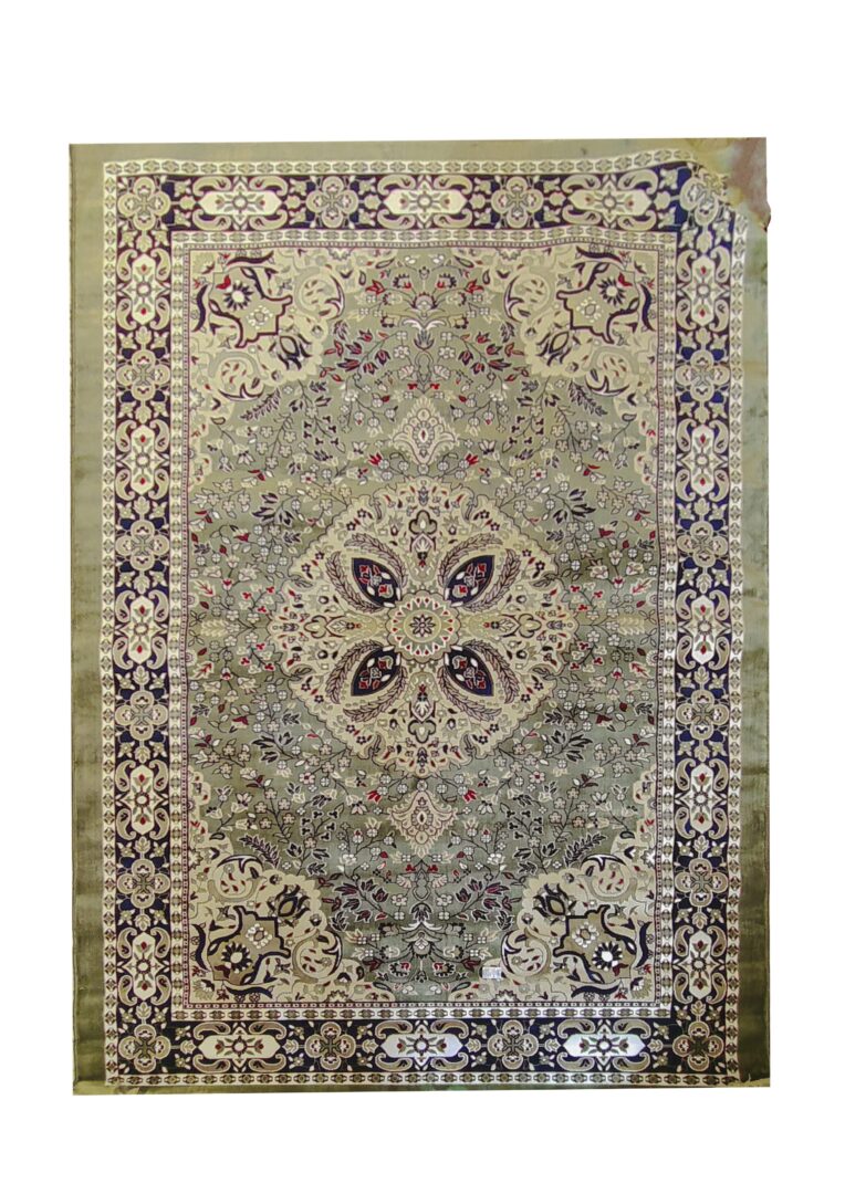 Olive Dynasty traditional Persian-style rug featuring a central floral medallion in olive green, cream, navy, and maroon, with intricate vine and blossom motifs