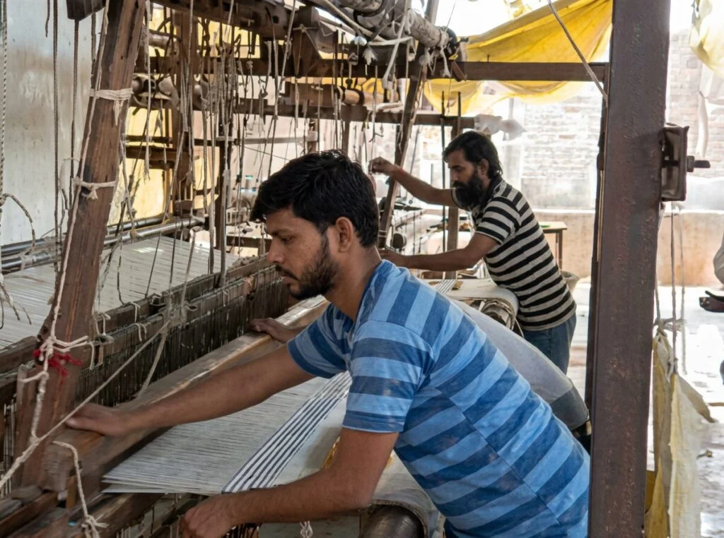 Handloomed Carpet being Made in bhadohi manufacturing centre